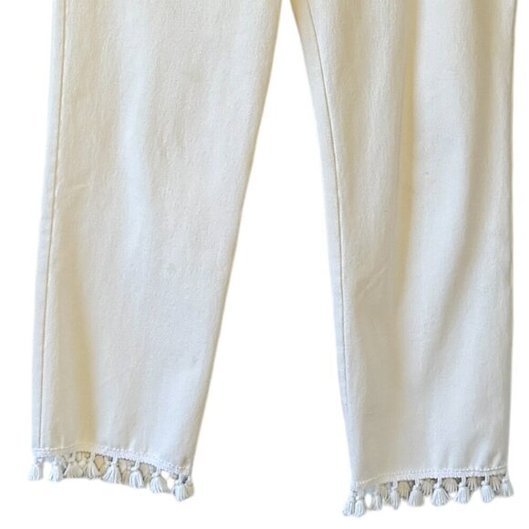 Karen Kane Ponte Ankle Crop Pants Tassels at Hem Elastic Waist Pull on Size Med - Picture 2 of 10